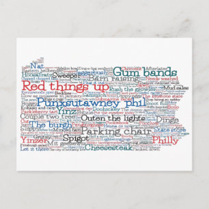 Pennsylvania USA Slang Word Art Map Postcard