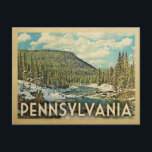 Pennsylvania Vintage Travel Snowy Winter Nature Postcard<br><div class="desc">Pennsylvania snowy winter scene featuring a river flowing through the mountains and a blue sky with puffy clouds. A lovely nature outdoors image for campers,  hikers and adventure seekers.</div>