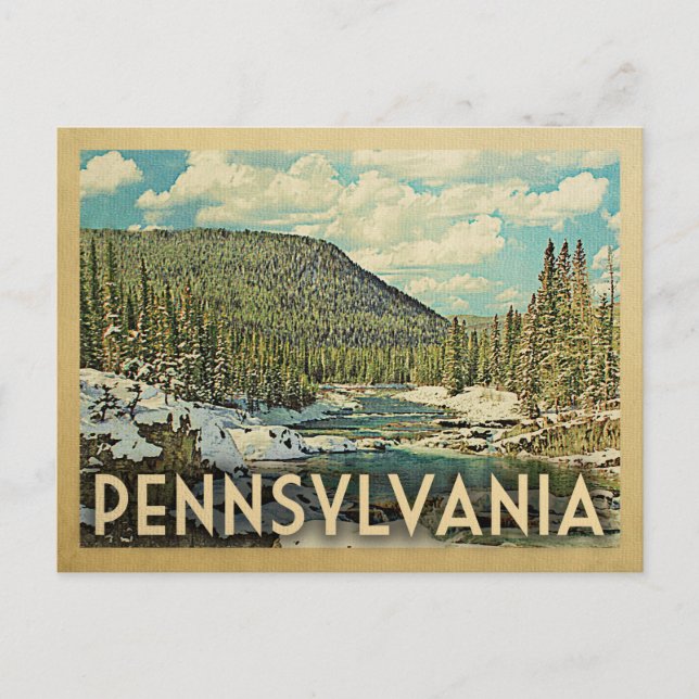 Pennsylvania Vintage Travel Snowy Winter Nature Postcard (Front)