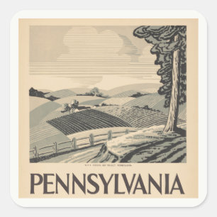 Pennsylvania - Vintage WPA Poster - Farm and Field Square Sticker