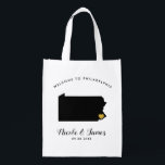 Pennsylvania Wedding Welcome Bag, Gold Heart Reusable Grocery Bag<br><div class="desc">Fill this welcome bag with favourite goodies for your guests to enjoy when they arrive in Pennsylvania!</div>