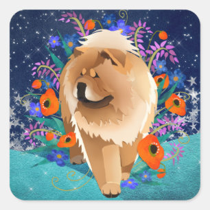 PENNY 4 UR THOUGHTS Chow stars- choose size/style  Square Sticker