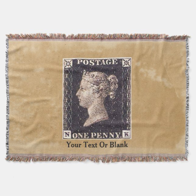 Penny Black Postage Stamp Throw Blanket (Front)