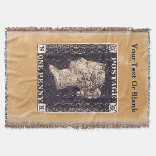 Penny Black Postage Stamp Throw Blanket