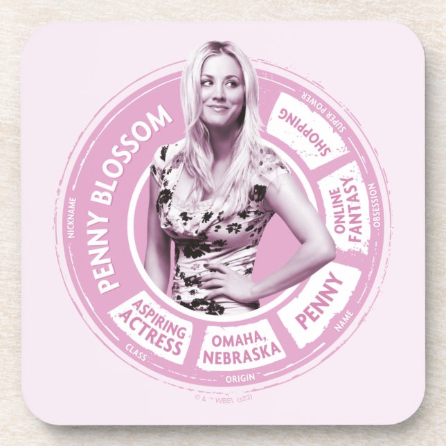 Penny Blossom Info Graphic Coaster (Front)