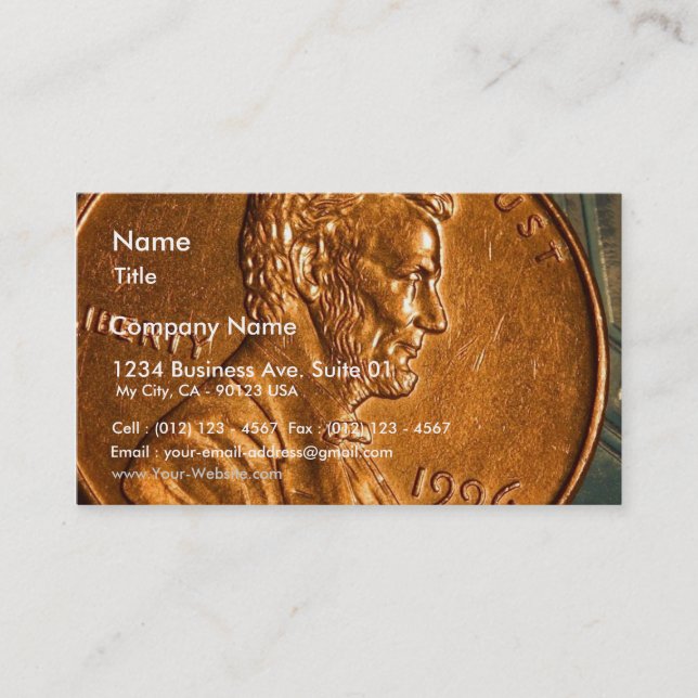Penny Cents Copper Lincoln Business Card (Front)