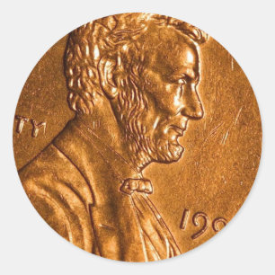 Penny Cents Copper Lincoln Classic Round Sticker