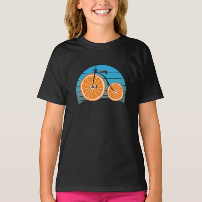 Penny Farthing Bicycle Orange Wheels T-Shirt (Front)