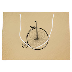 Penny-Farthing High-Wheel Antique Bicycle Rustic Large Gift Bag