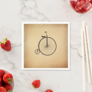 Penny-Farthing High-Wheel Antique Bicycle Rustic Napkin