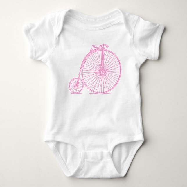 Penny Farthing - Pink Baby Bodysuit (Front)