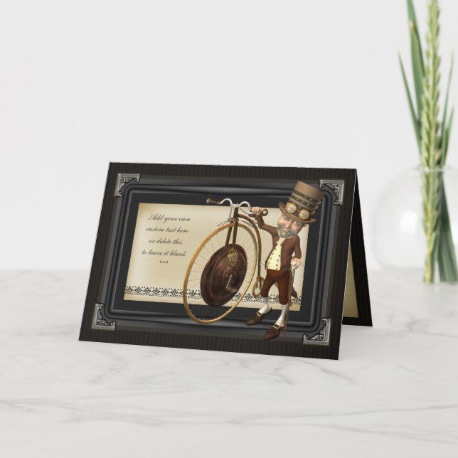 Penny Farthing Steampunk Greetings Card (Front)