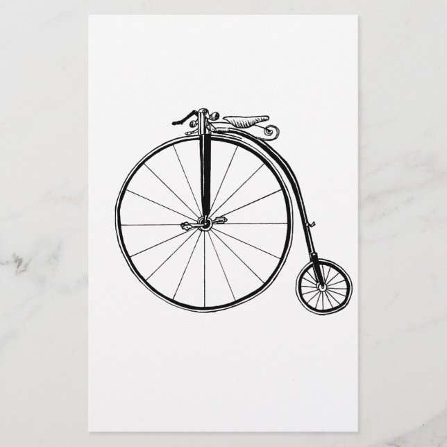 Penny Farthing Vintage Bicycle Illustration Stationery (Front)
