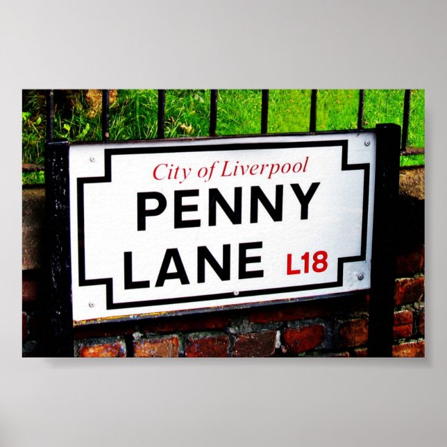 Penny Lane sign,City of Liverpool, England, Poster (Front)