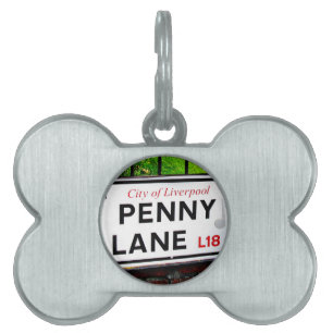 Penny Lane sign from the city of Liverpool England Pet Name Tag