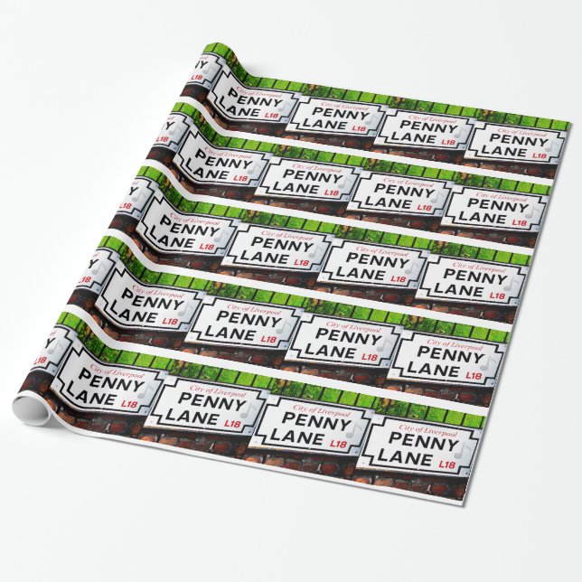 Penny Lane sign from the city of Liverpool England Wrapping Paper (Unrolled)