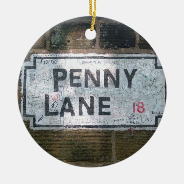 Penny Lane Street Sign Ceramic Tree Decoration (Front)