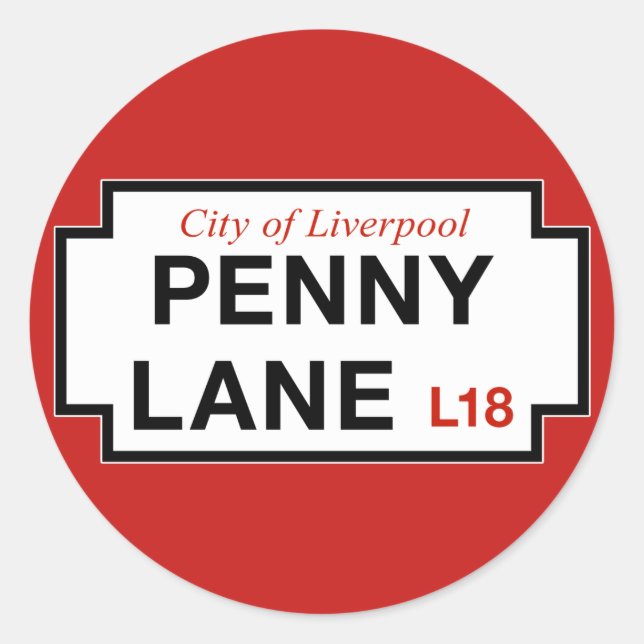Penny Lane, Street Sign, Liverpool, UK Classic Round Sticker (Front)
