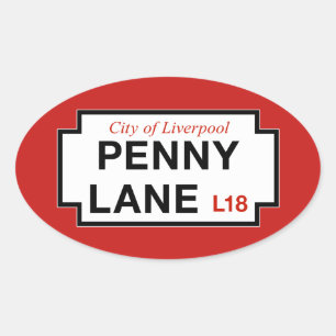 Penny Lane, Street Sign, Liverpool, UK Oval Sticker