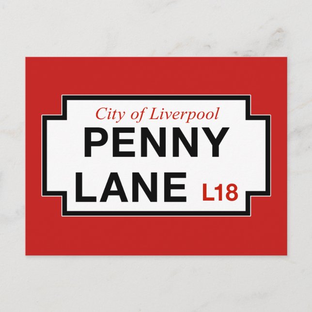 Penny Lane, Street Sign, Liverpool, UK Postcard (Front)