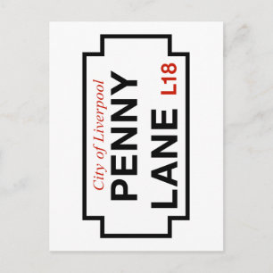 Penny Lane, Street Sign, Liverpool, UK Postcard