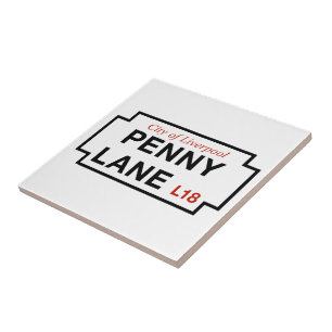 Penny Lane, Street Sign, Liverpool, UK Tile