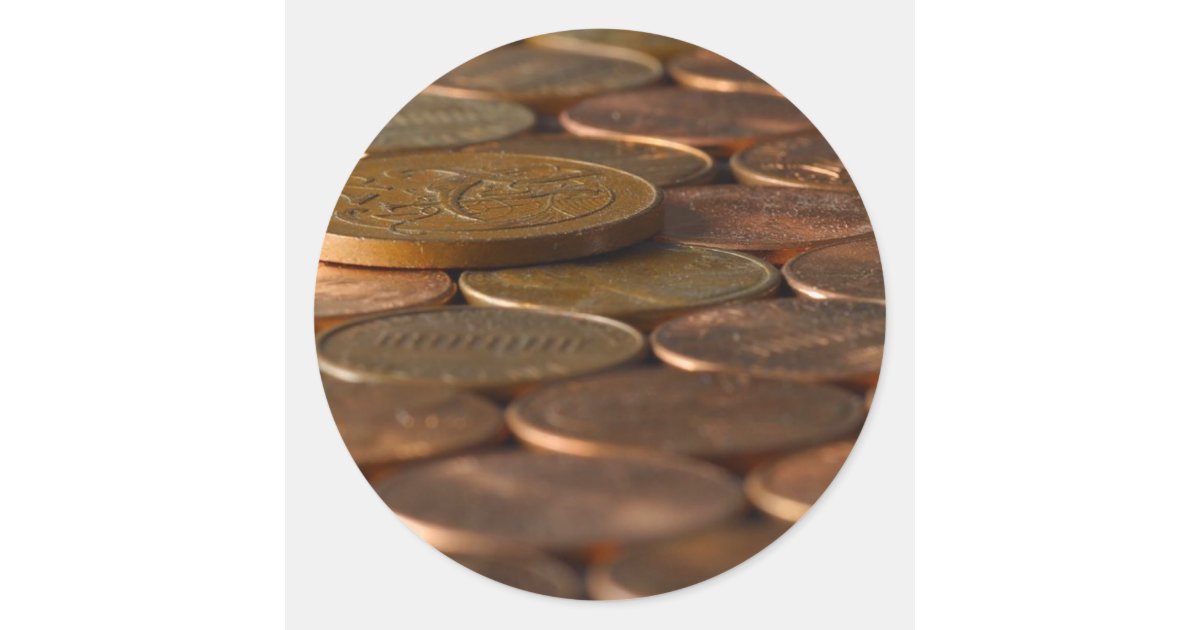 Penny Pennies Coins Money Classic Round Sticker | Zazzle