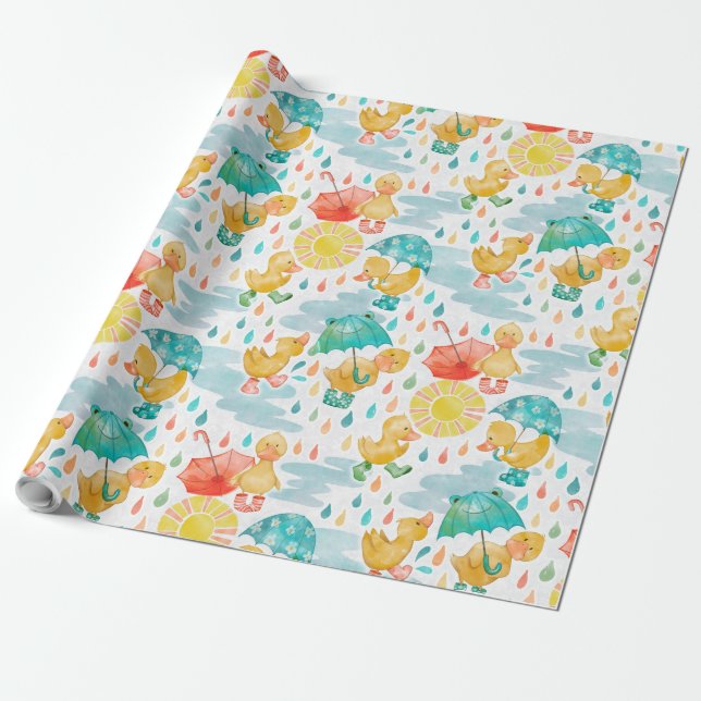 Penny Puddle Duck Wrapping Paper (Unrolled)