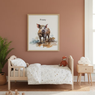 Penny the Playful Piglet, custom  Poster