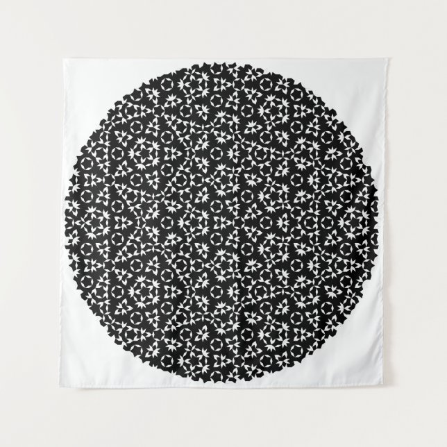Penrose Tiling Pattern White Black Mg0.25 Tapestry (Front)