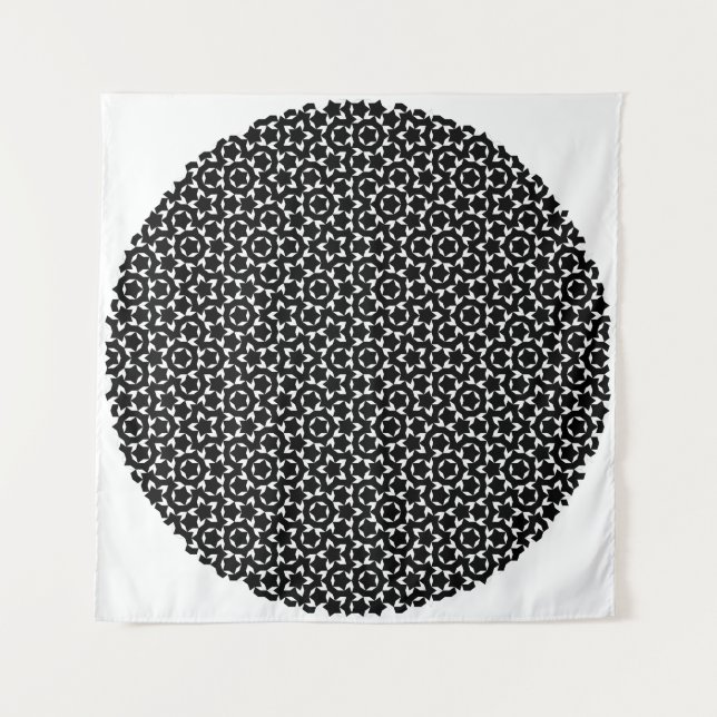 Penrose Tiling Pattern White Black Mg0.5 Tapestry (Front)