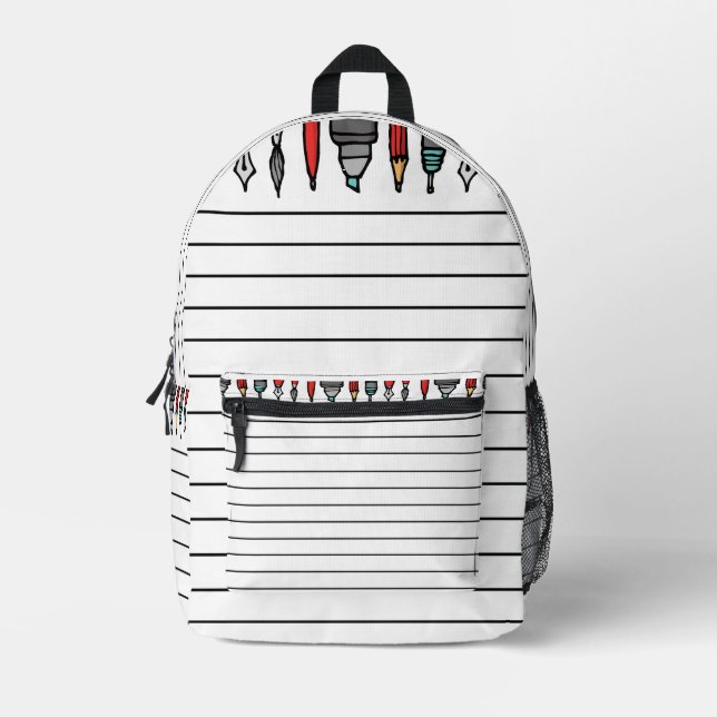 Pens, Pencils and Notes…oh my! Printed Backpack (Front)
