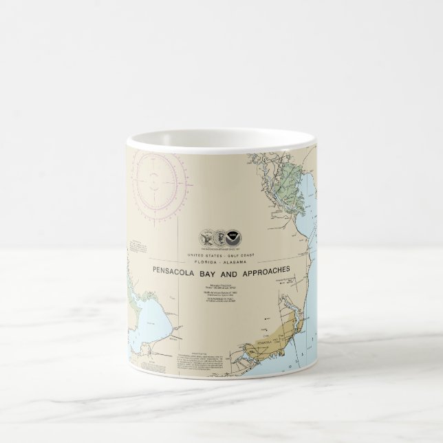 Pensacola Bay and Approaches Nautical Chart 11382 Coffee Mug (Center)