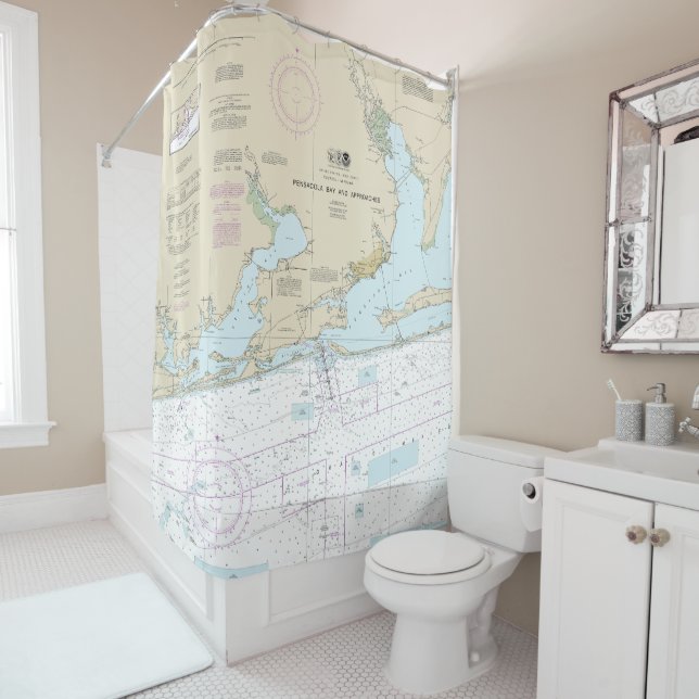Pensacola Bay and Approaches Nautical Chart 11382 Shower Curtain (In Situ)