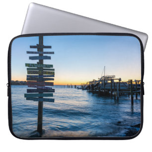 Pensacola Bay Sign Sunset By Dock Laptop Case