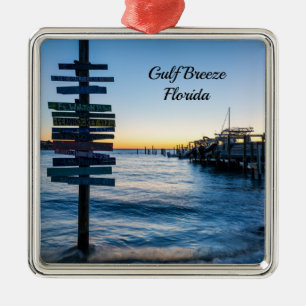 Pensacola Bay Sign Sunset By Dock Premium Ornament