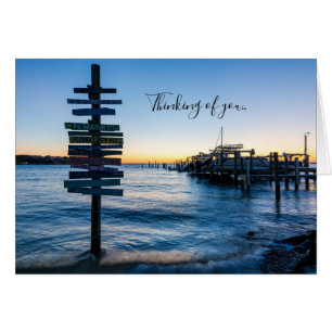 Pensacola Bay Sign Sunset By Dock Thinking U Card