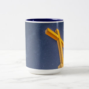 Pensacola Beach Cross with Milky Way Two-Tone Coffee Mug