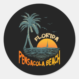 Pensacola Beach FL Vintage 70s Retro Classic Round Sticker