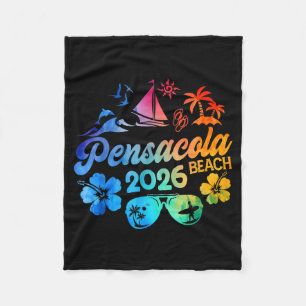 Pensacola Beach Florida 2026 Vacation Tie Dye Summ Fleece Blanket