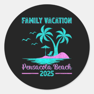 Pensacola Beach Florida Family Vacation 2025 Palm Classic Round Sticker