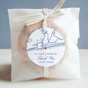 Pensacola Beach Florida Map Navy Wedding Favour Classic Round Sticker