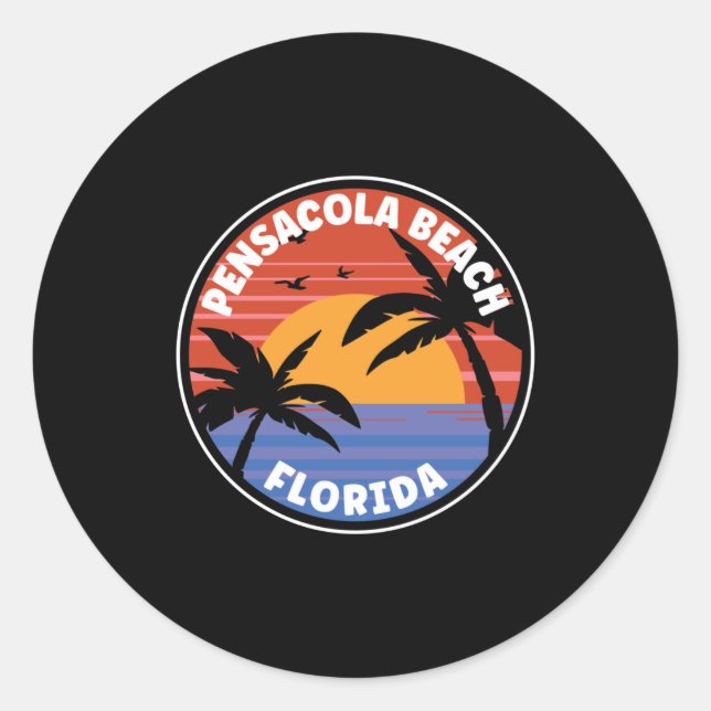 Pensacola Beach Florida Sunset Paradise Classic Round Sticker (Front)