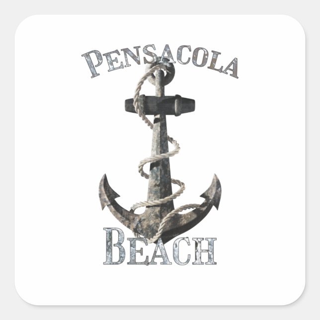 Pensacola Beach Florida Vacation Nautical Anchor Square Sticker (Front)