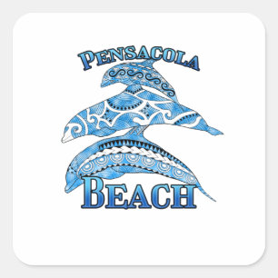 Pensacola Beach Florida Vacation Tribal Dolphins Square Sticker