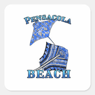 Pensacola Beach Florida Vacation Tribal Stingray Square Sticker