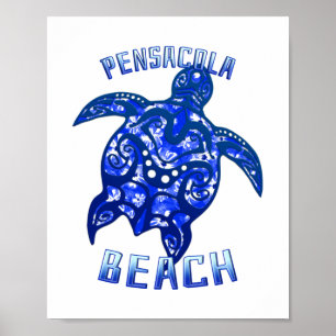 Pensacola Beach Florida Vacation Tribal Turtle Poster
