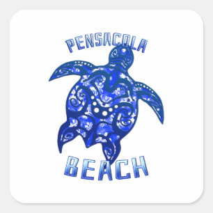 Pensacola Beach Florida Vacation Tribal Turtle Square Sticker
