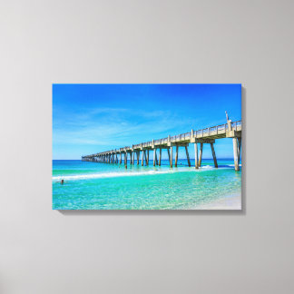 Pensacola Beach Pier-Colour Photography by Tony  Canvas Print