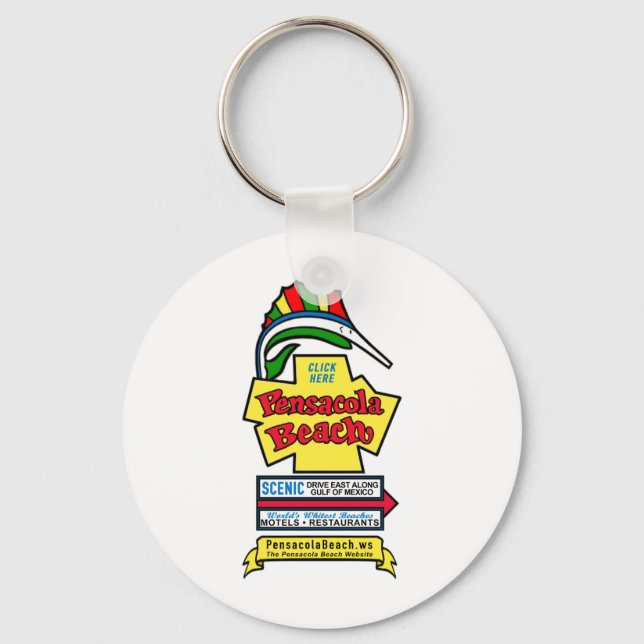Pensacola Beach Sign Keychain (Front)